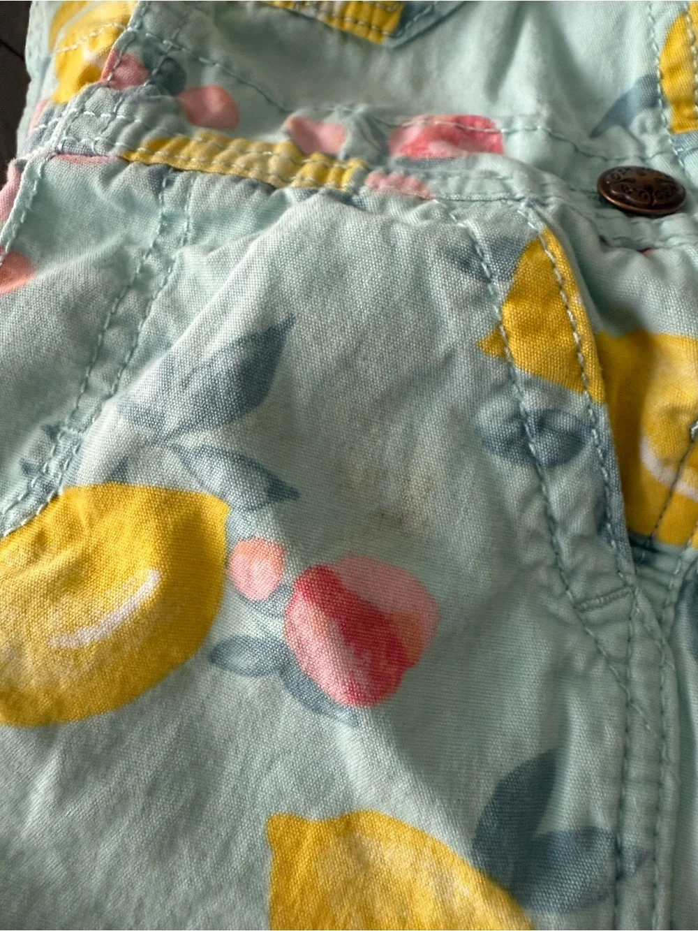 OshKosh B'gosh Blue Lemon & Pink Floral Shortalls